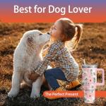 Cute Dog Tumbler with Straw and Handle