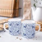 Golden Retriever Blue Toile Coffee Mug
