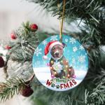 Funny Pit Bull Woofmas Ceramic Christmas Ornament