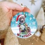 Funny Pit Bull Woofmas Ceramic Christmas Ornament