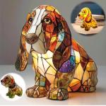 Adorable Basset Hound Stained Glass Night Light