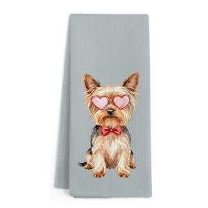 Valentine Yorkie Dog Hand Towels for Her