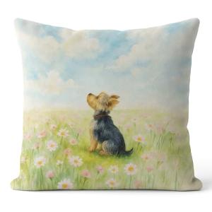 Yorkshire Terrier Floral Pillow Covers, 18x18