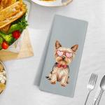 Valentine Yorkie Dog Hand Towels for Her