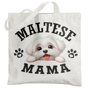 Maltese Dog Mom Canvas Tote Bag