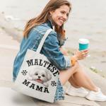 Maltese Dog Mom Canvas Tote Bag