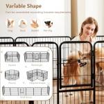 DUMOS Dog Playpen Indoor, Metal 40 Inch 8 Panels Foldable Pet Fence with Door, Outdoor Small Medium Large Dog Puppy Portable Exercise Play Pen for RV Camping, Trips, Play Yard