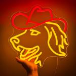 Cute Golden Retriever Cowboy Hat Neon Sign