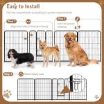 DUMOS Dog Playpen Indoor, Metal 40 Inch 8 Panels Foldable Pet Fence with Door, Outdoor Small Medium Large Dog Puppy Portable Exercise Play Pen for RV Camping, Trips, Play Yard