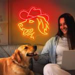 Cute Golden Retriever Cowboy Hat Neon Sign