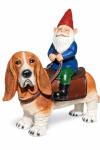 Gnome Riding Basset Hound Garden Sculpture