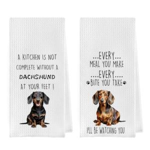 Funny Dachshund Dish Towels Set for Dog Lovers