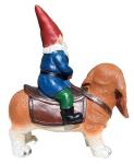 Gnome Riding Basset Hound Garden Sculpture