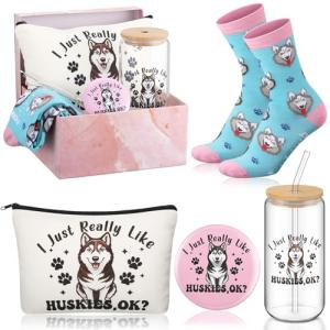 Husky Lover Gift Set: Tumblers, Bag, Socks