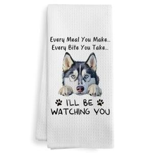 Funny Husky Kitchen Dish Towels for Dog Lovers