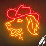 Cute Golden Retriever Cowboy Hat Neon Sign