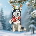Siberian Husky Wooden Christmas Tree Ornament