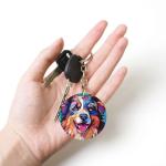 Australian Shepherd Glass Art Keychain for Dog Lovers