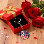 Australian Shepherd Glass Art Keychain for Dog Lovers