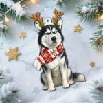 Siberian Husky Wooden Christmas Tree Ornament