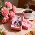 Australian Shepherd Glass Art Keychain for Dog Lovers