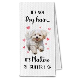 Maltese Glitter Kitchen Towels for Dog Lovers