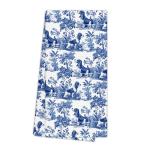 Basset Hound Floral Kitchen Towels - Blue & White