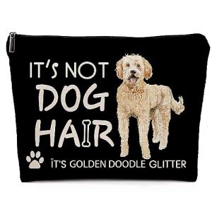 Funny Golden Doodle Glitter Cosmetic Bag