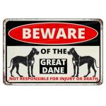 Beware of Dog Great Dane Metal Sign 8x12