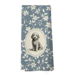 Blue Floral Goldendoodle Kitchen Dish Towels