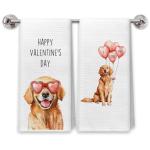 Golden Retriever Valentine's Day Tea Towels Set
