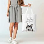 Husky Mama Canvas Tote Bag for Dog Lovers