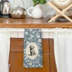Blue Floral Goldendoodle Kitchen Dish Towels