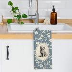 Blue Floral Goldendoodle Kitchen Dish Towels