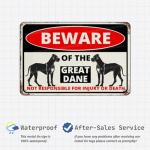 Beware of Dog Great Dane Metal Sign 8x12