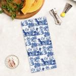 Basset Hound Floral Kitchen Towels - Blue & White