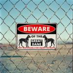 Beware of Dog Great Dane Metal Sign 8x12