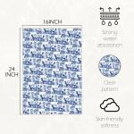 Basset Hound Floral Kitchen Towels - Blue & White