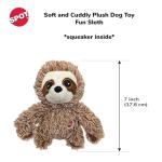 SPOT Fun Sloth Dog Toy - Soft, Stuffed, Squeaky, Plush Fabric Toy for Mini and Small Dogs and Puppies, Enrichment for Light Chewers and Cuddlers, 7in