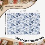 Blue and White Floral Jack Russell Dish Towels
