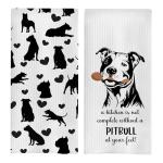 Funny Pitbull Kitchen Towels Set of 2