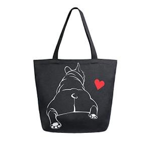 Funny Bulldog Canvas Tote Bag for Dog Lovers