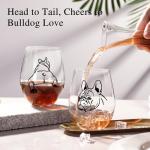 Funny Bulldog Wine Glasses Set for Dog Lovers