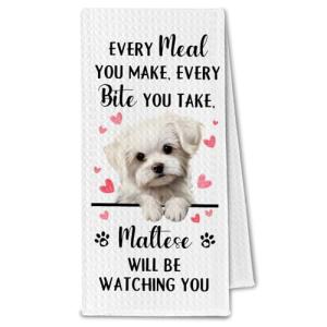 Maltese Dog Lover Kitchen Towels for Fun