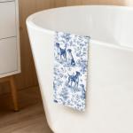 Blue and White Floral Jack Russell Dish Towels