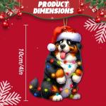 Bernese Mountain Dog Holiday Ornament with Santa Hat