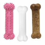 Nylabone New Puppy Starter Kit, Chew Toys & Natural Chew Treat for Puppies, Puppy Enrichment Teething Toys, Pink, Long Lasting Chicken & Bacon Flavor, Small Dogs - Up to 25 Ibs, 3 Pack
