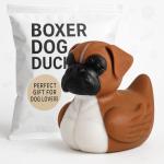 Boxer Dog Duck Figurine for Dashboard Fun