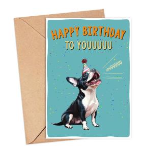 Funny Boston Terrier Birthday Card for Dog Lovers