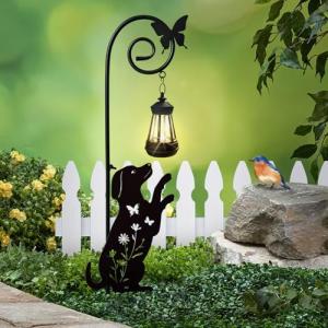 Gardenia Metal Dog Stake with Solar Lights